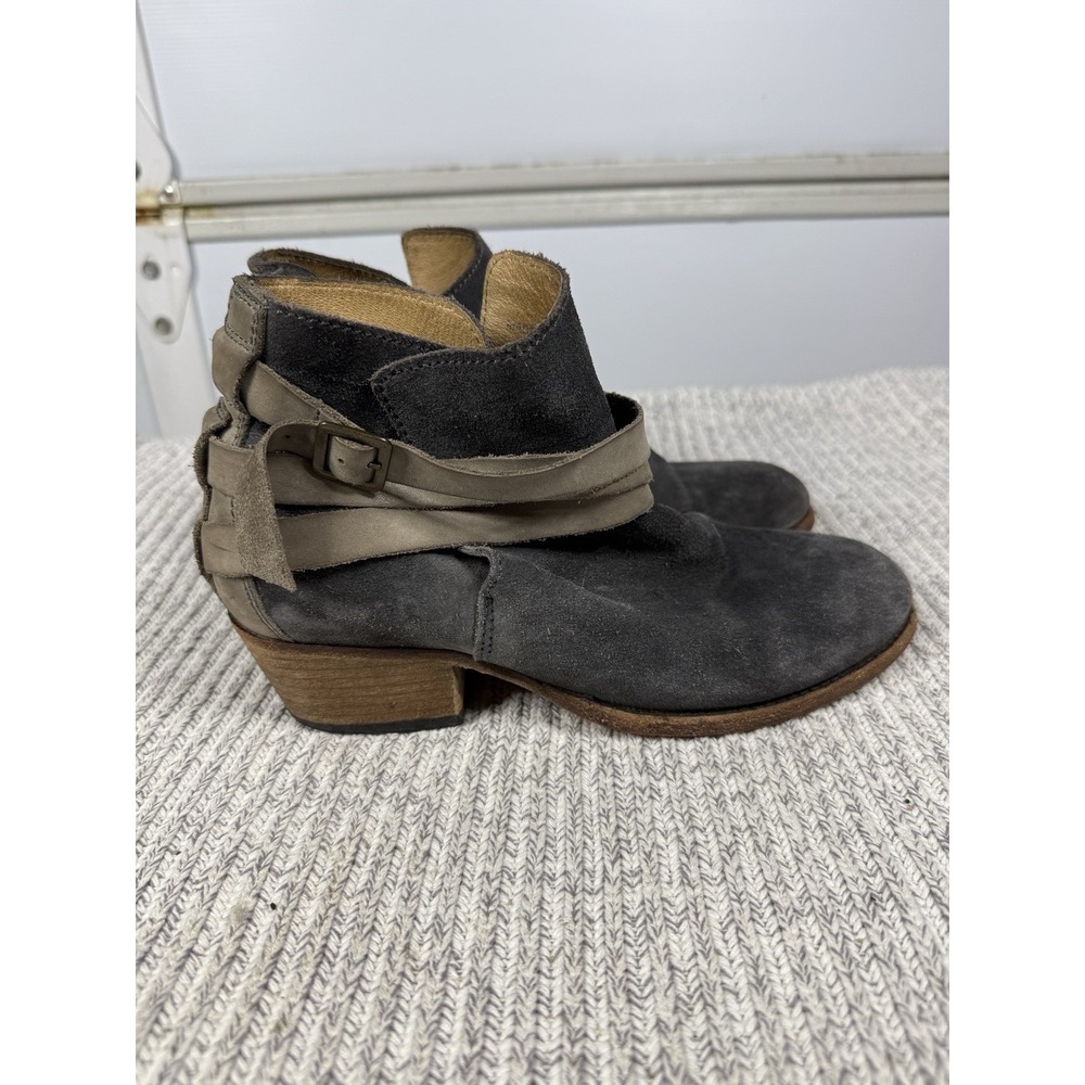 H by Hudson Size 38 EUR Gray Leather Buckle‎ Ankle Fashion Boots Bootie